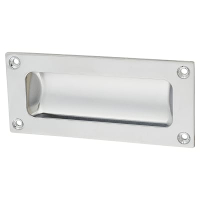 Rectangular Flush Cabinet Pull Handle - 102 x 45mm - Polished Chrome
