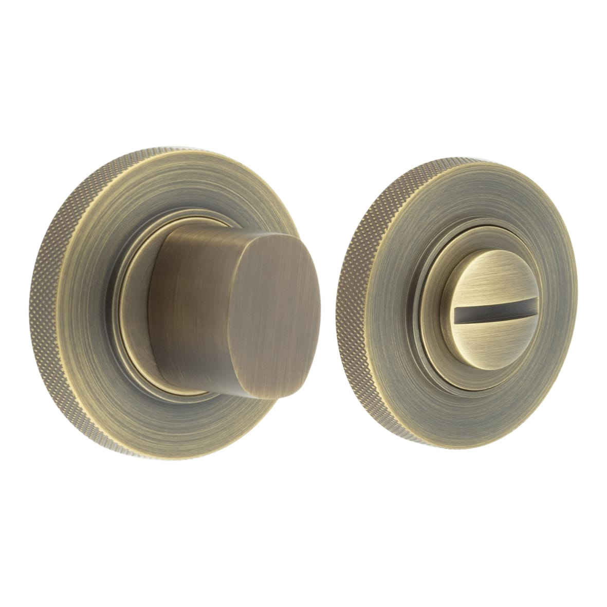 Inner 3 Turn & Release with Knurled Rose - 47mm Diameter - Antique Brass