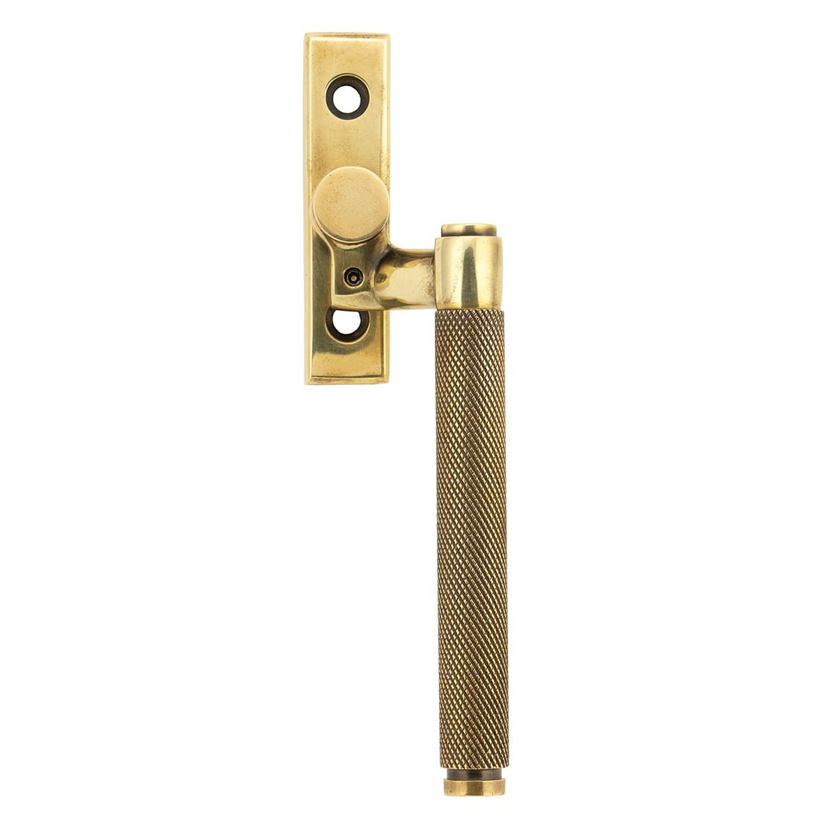 Brompton Knurled Locking Espagnolette Casement Window Handle - Right - Aged Brass
