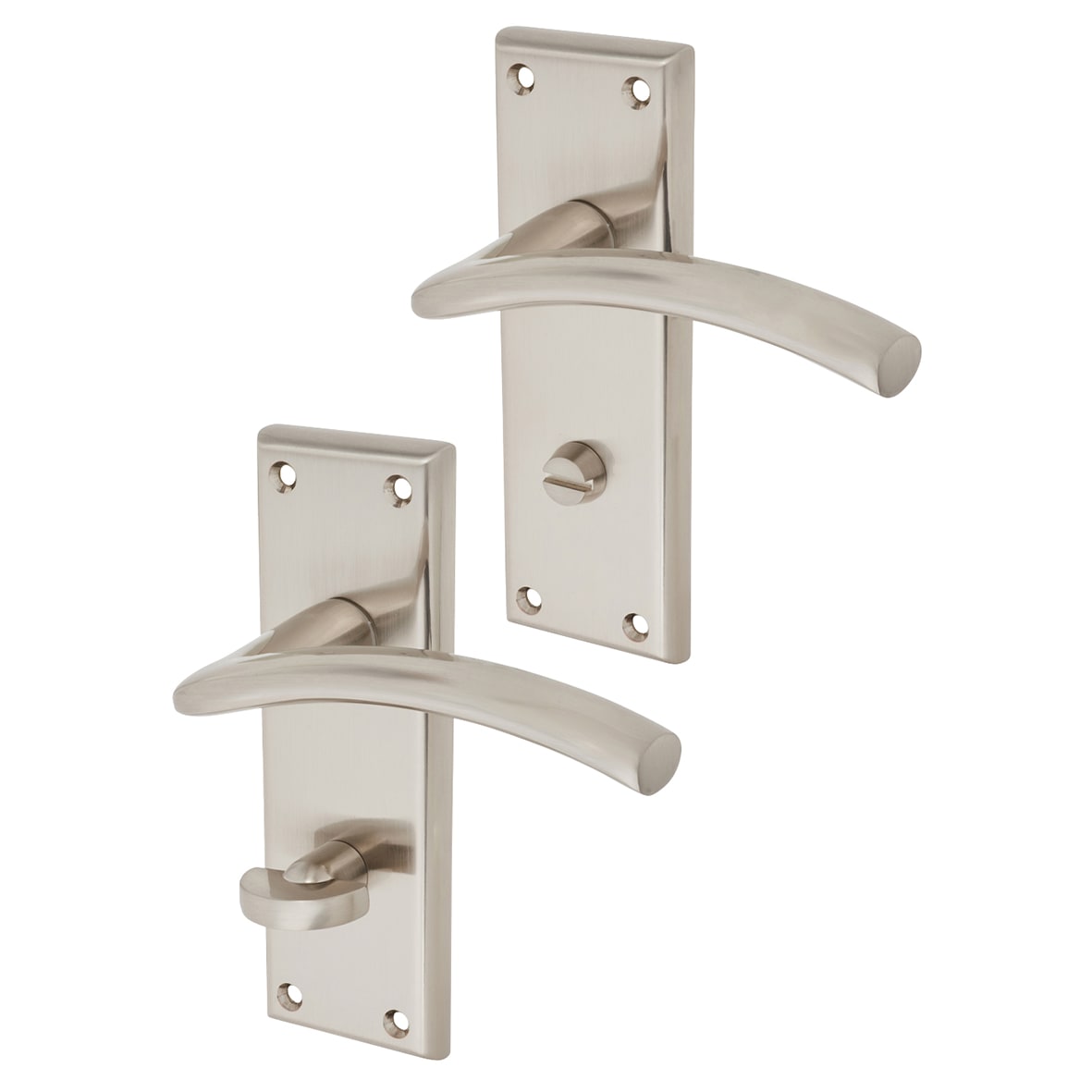Brass Satin Nickel Bathroom Door Handles - Trenta Range - 150 x 50mm