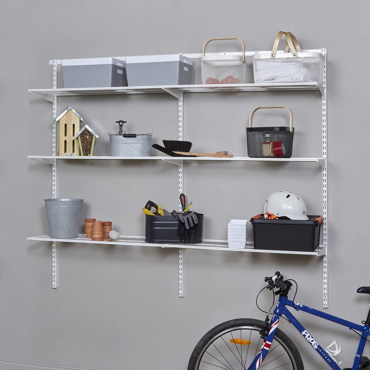 Wardrobe & Storage Starter Kit - 2 Bay, 6 Ventilated Wire Shelf - 1855 x 1532 x 320mm - White