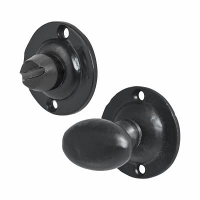 Oval Spline Thumbturn & Release - 40mm Diameter - Antique Black Iron