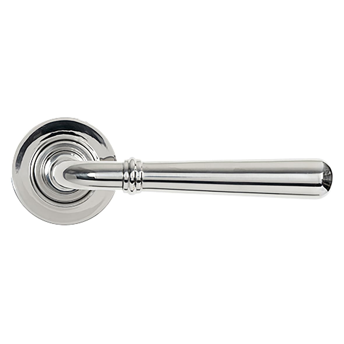 Polished Stainless Steel Door Handles on Round Rose - Newbury Range
