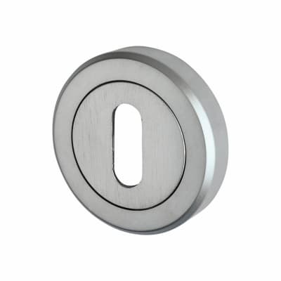 Brass Escutcheon - 50mm Diameter - Keyhole - Satin Chrome