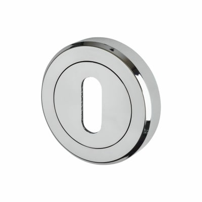 Brass Escutcheon - 50mm Diameter - Keyhole - Polished Chrome