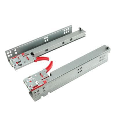 Base Mount Soft Close Drawer Runner - Full Extension - 500mm Length - 35kg - Zinc