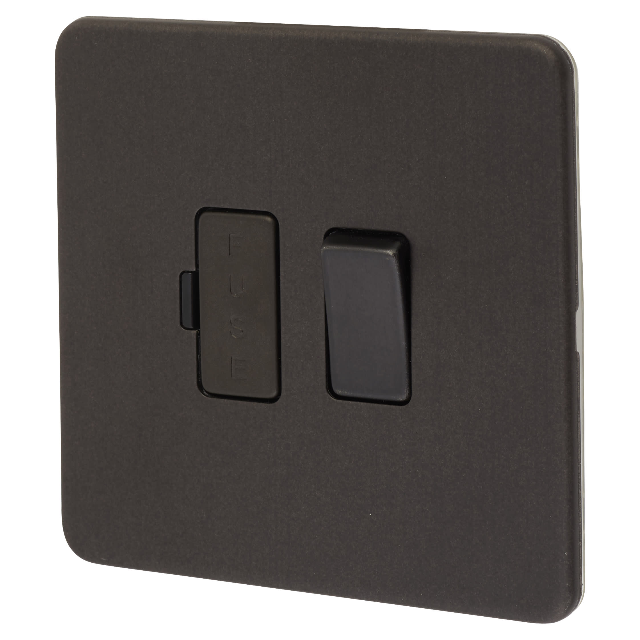 13A 1 Gang Screwless Flat Plate Switched Fused Spur - Smoked Bronze