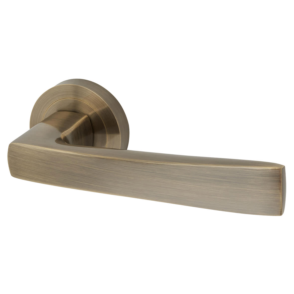Antique Brass Door Handles on Round Rose - Ivy Range