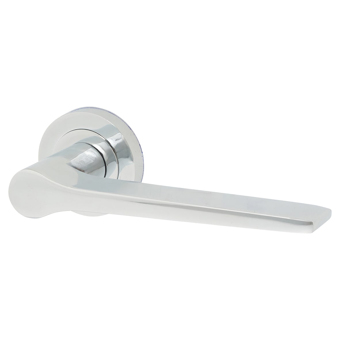 Polished Chrome Fire Rated Door Handles on Round Rose - Geo Range