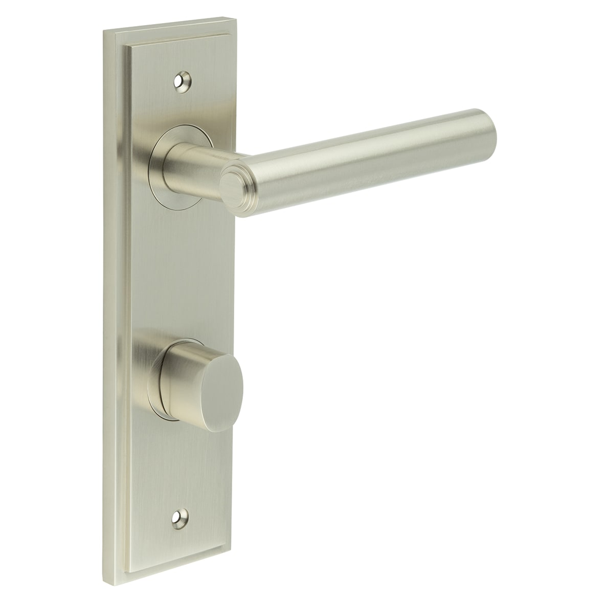 Satin Nickel Fire Rated DIN Bathroom Door Handles - Richmond - Inner 2 - 200 x 55mm