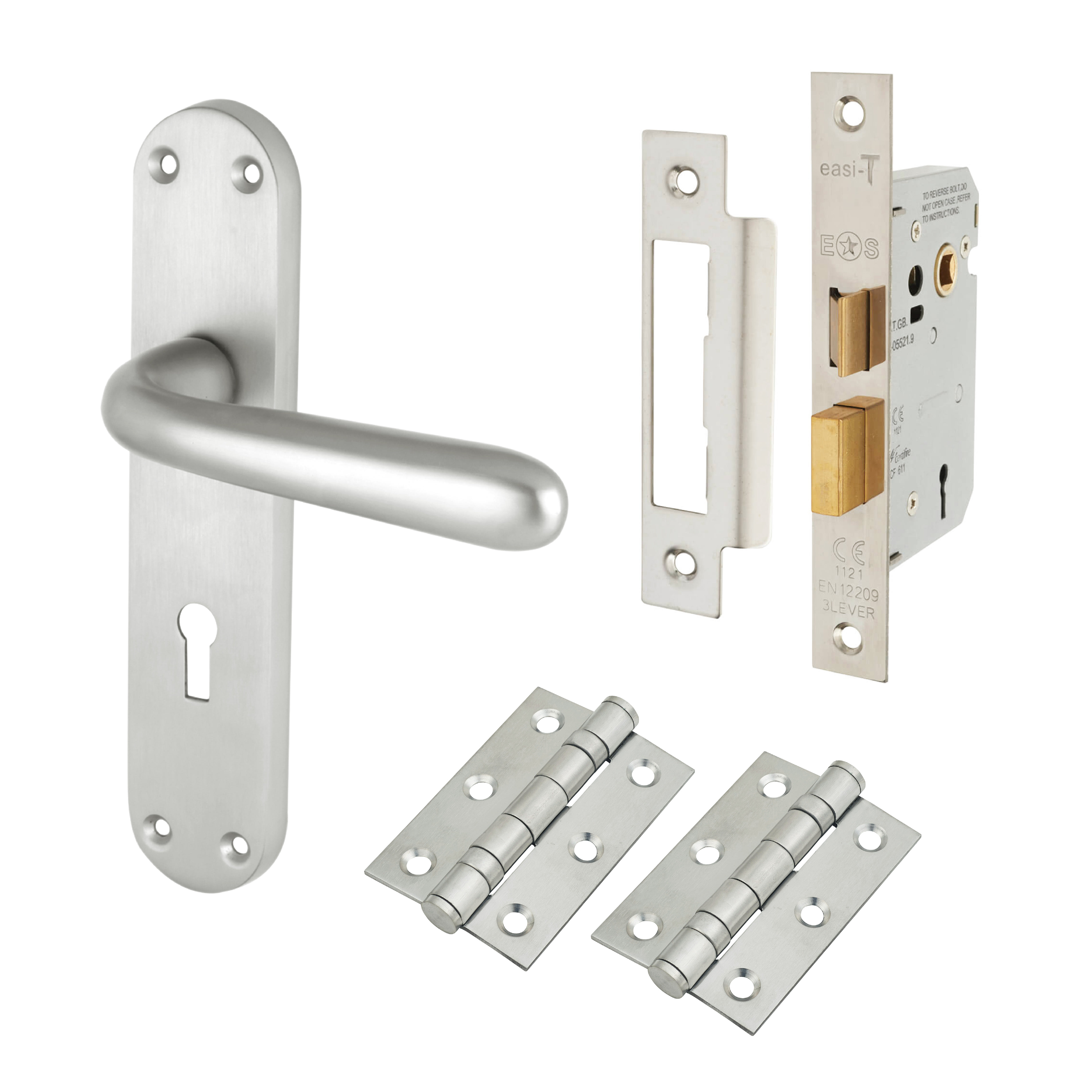 Satin Chrome 3 Lever Sashlock Door Handles Pack - Arezzo Range