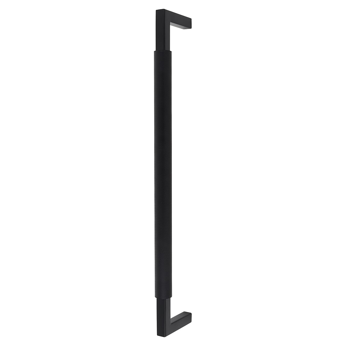 Matt Black 25mm Knurled D-Bar Door Pull Handle - Bolt Fix - 450mm Centres