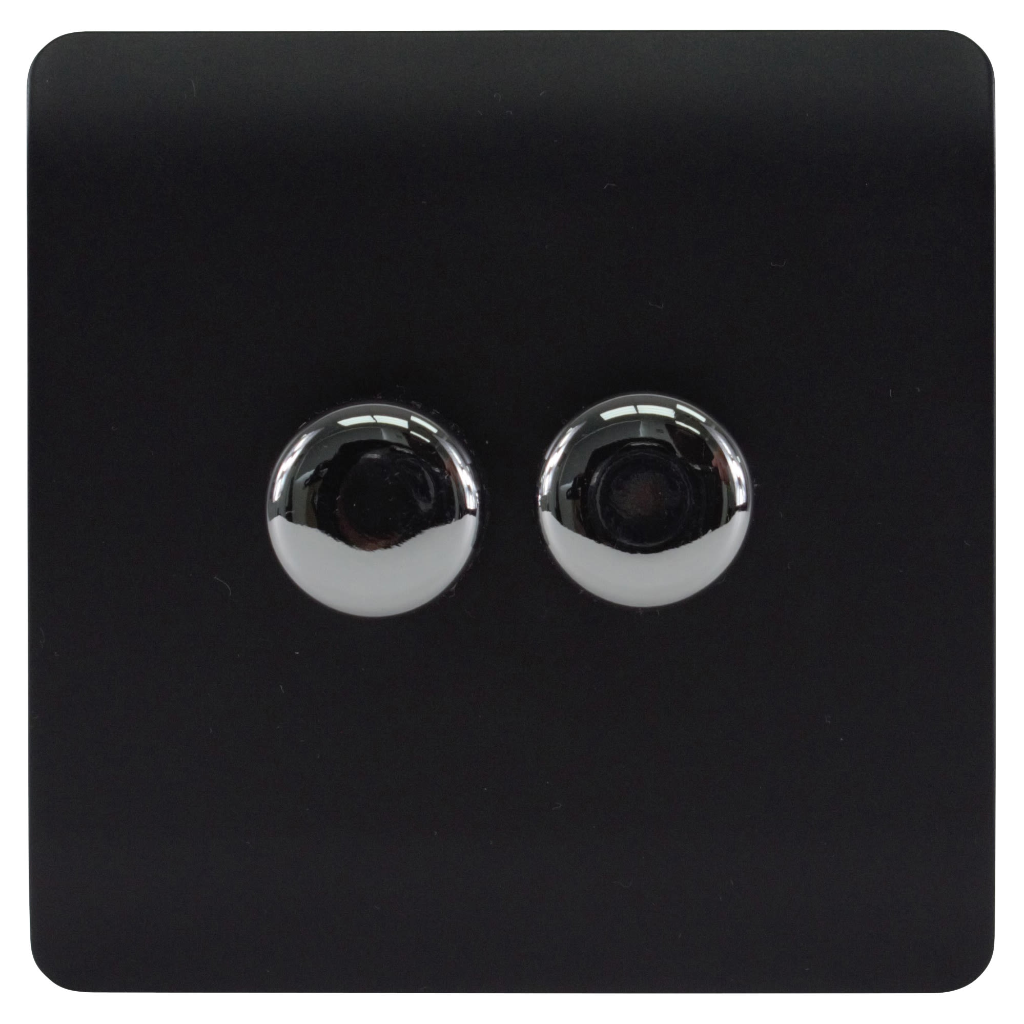 150W 2 Gang 2 Way Screwless LED Rotary Dimmer Switch - Matt Black