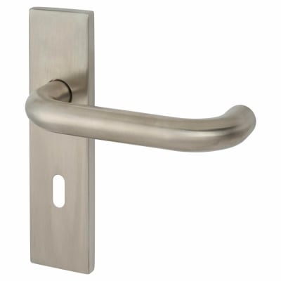 Satin Stainless Steel 19mm Return to Door Keyhole Lock Door Handles - Square - 57mm c/c