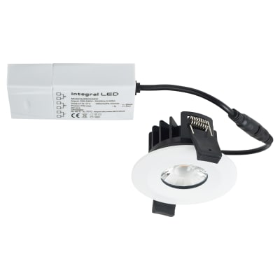 LED Low Profile 6W Fire Rated LED Dimmable Fixed Downlight - 3000K Warm White - White