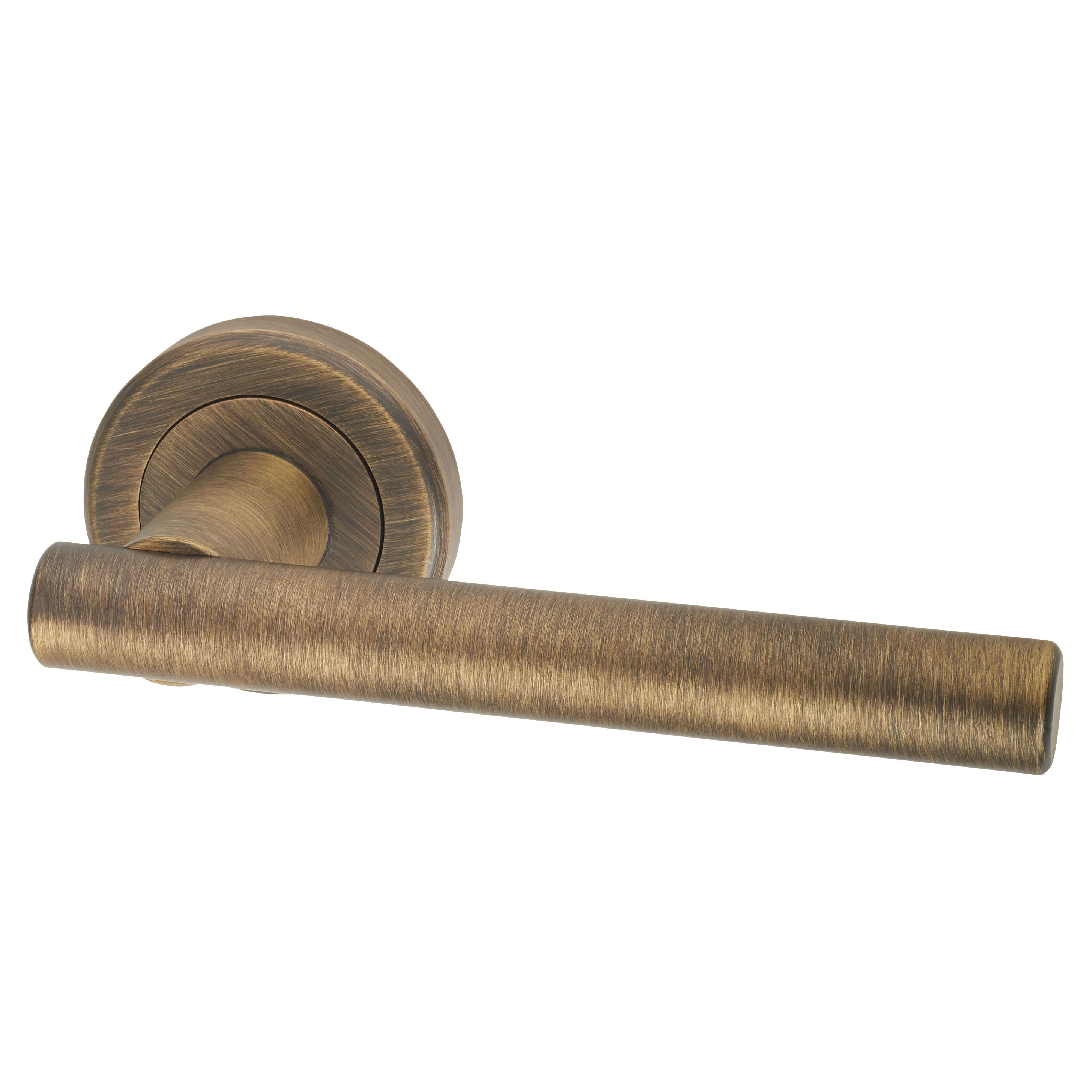 Brass Antique Brass Door Handles on Round Rose - Philadelphia Range