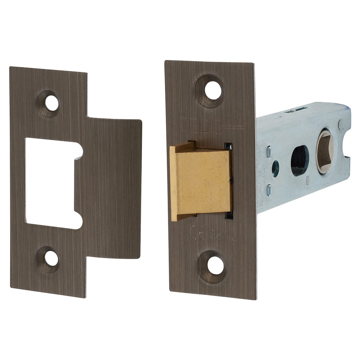 Heavy Duty Bolt Through Tubular Latch - 76mm Case - 57mm Backset - Square - Antique Brass