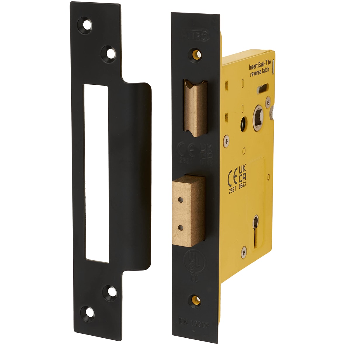 Architectural Bolt Through 3 Lever Sashlock - 78mm Case - 57mm Backset - Square - Matt Black