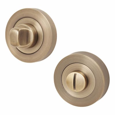 Bathroom Turn & Release - 52mm Diameter - Antique Brass