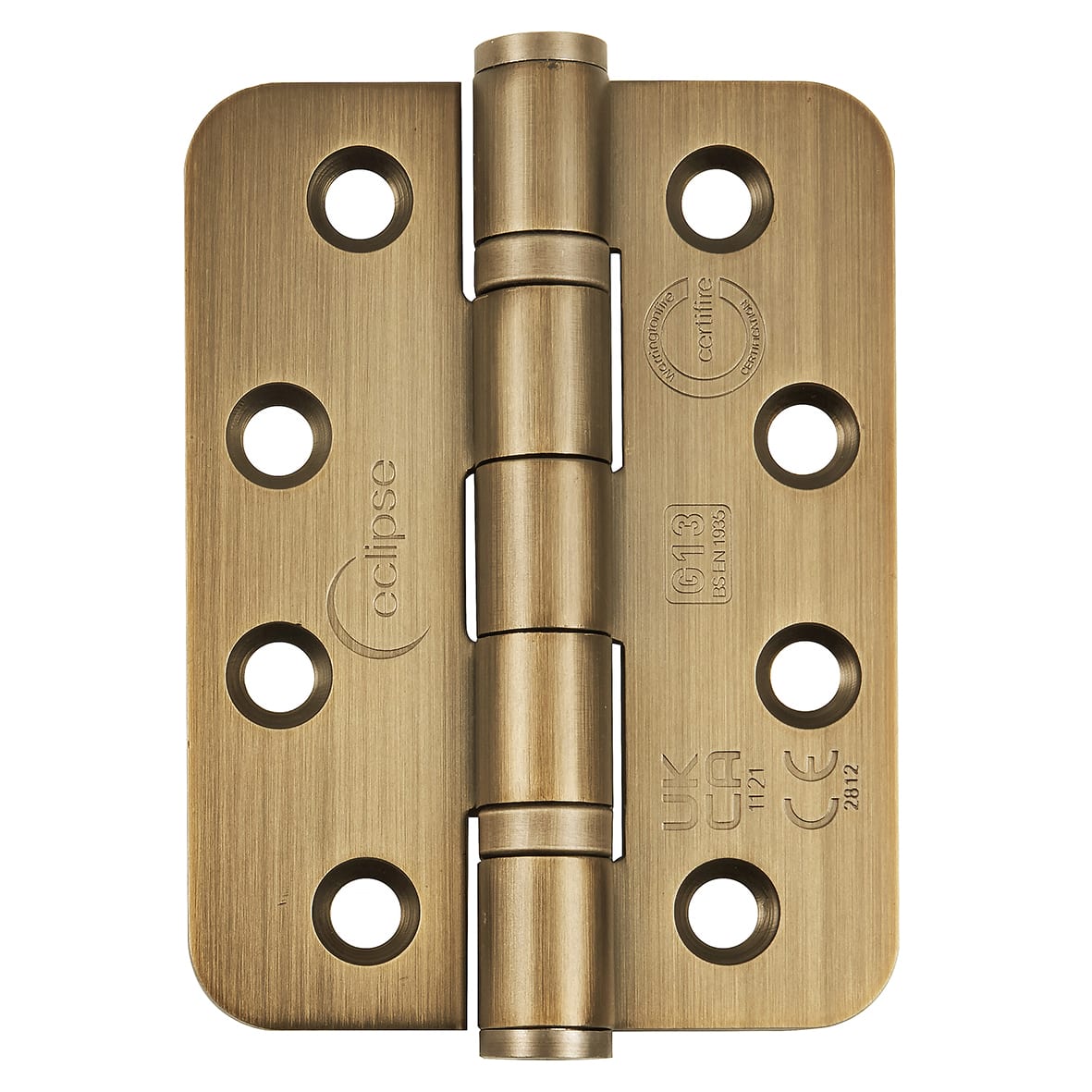 Radius Ball Bearing Grade 13 Butt Fire Door Hinge - 102 x 76 x 3mm - Matt Antique Brass - Pair