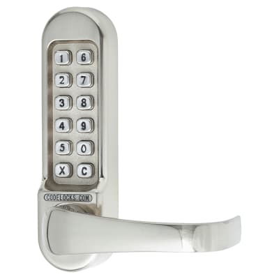 Panic Access Push Button Code Lock - Lever - Satin Chrome