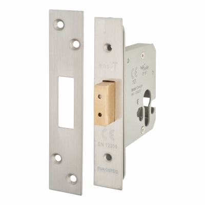 Architectural Euro Profile Deadlock - 78mm Case - 57mm Backset - Satin Stainless Steel
