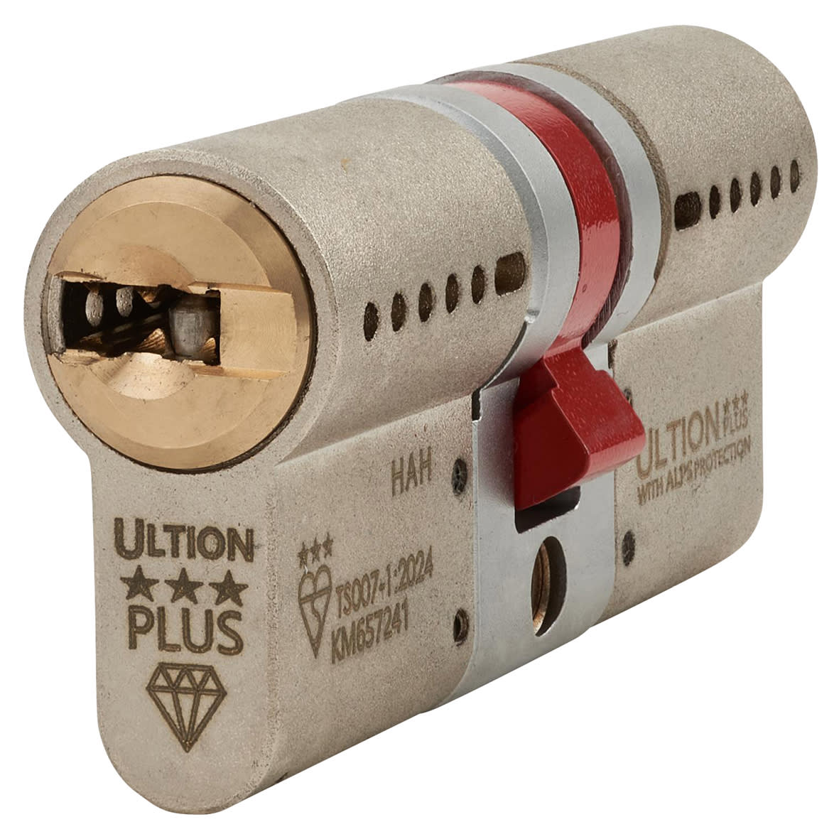 ALPS 3 Star PLUS Euro Double Cylinder - 35mm + 35mm - Satin Nickel/Brass - Keyed to Differ