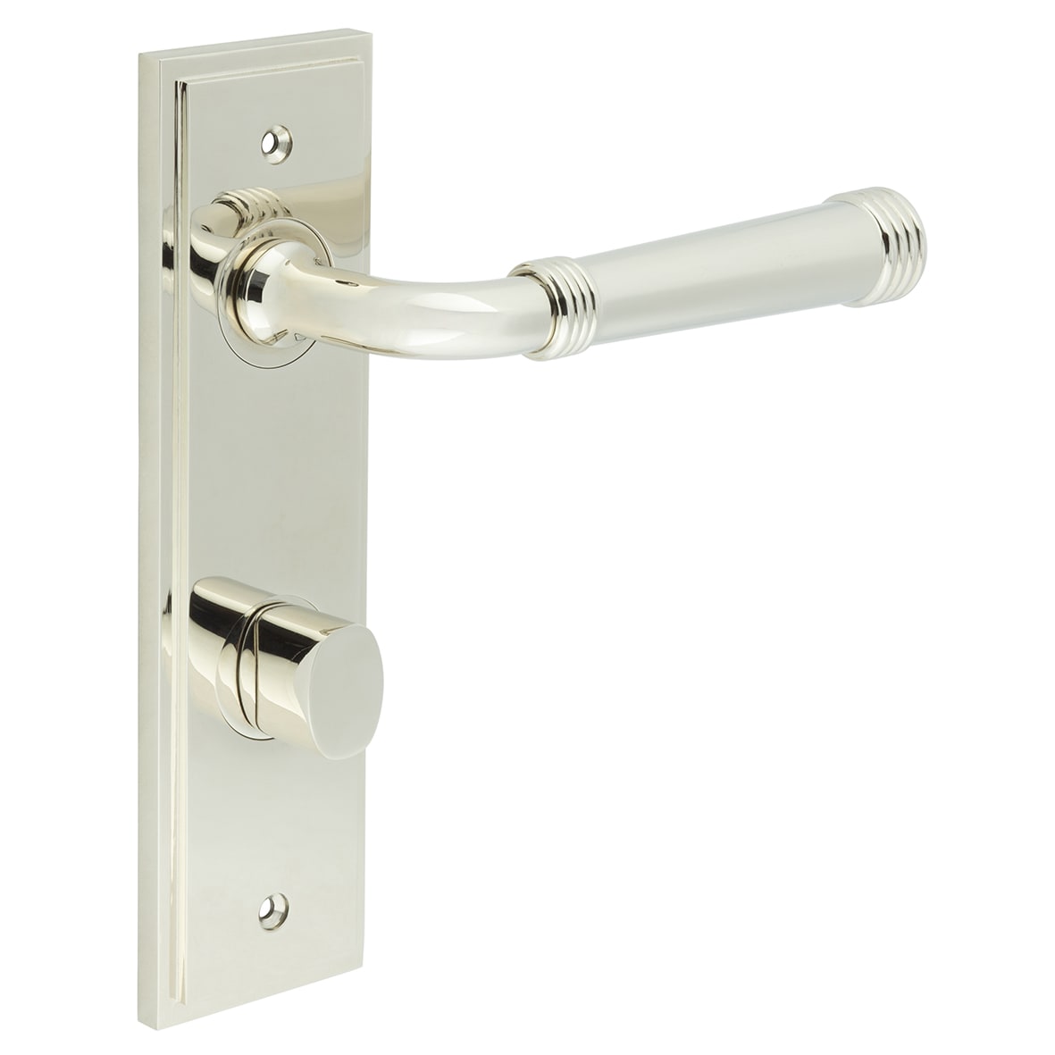 Polished Nickel Fire Rated DIN Bathroom Door Handles - Highgate - Inner 2 - 200 x 55mm