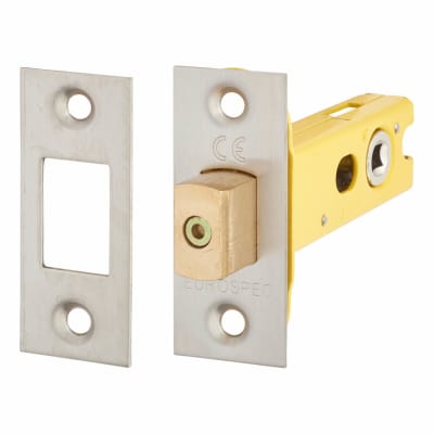 5mm Bolt Through Tubular Bathroom Deadbolt - 76mm Case - 57mm Backset - Square - Satin Stainless