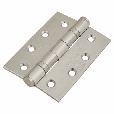 Twin Ball Bearing Butt Fire Door Hinge - 102 x 76 x 3mm - 201 Satin Stainless - Pair