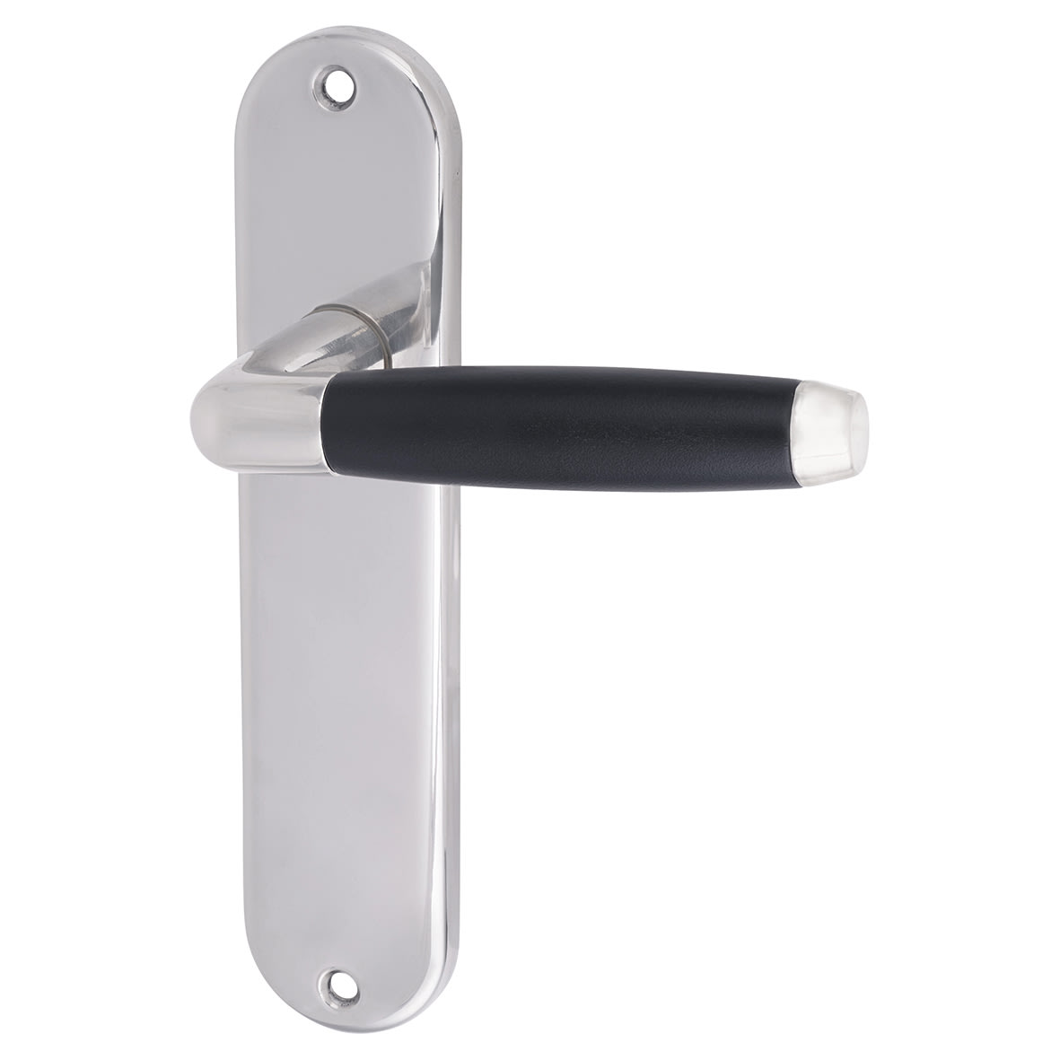 Polished Nickel/Matt Black Latch Door Handles - Cambridge Range - 185 x 40mm