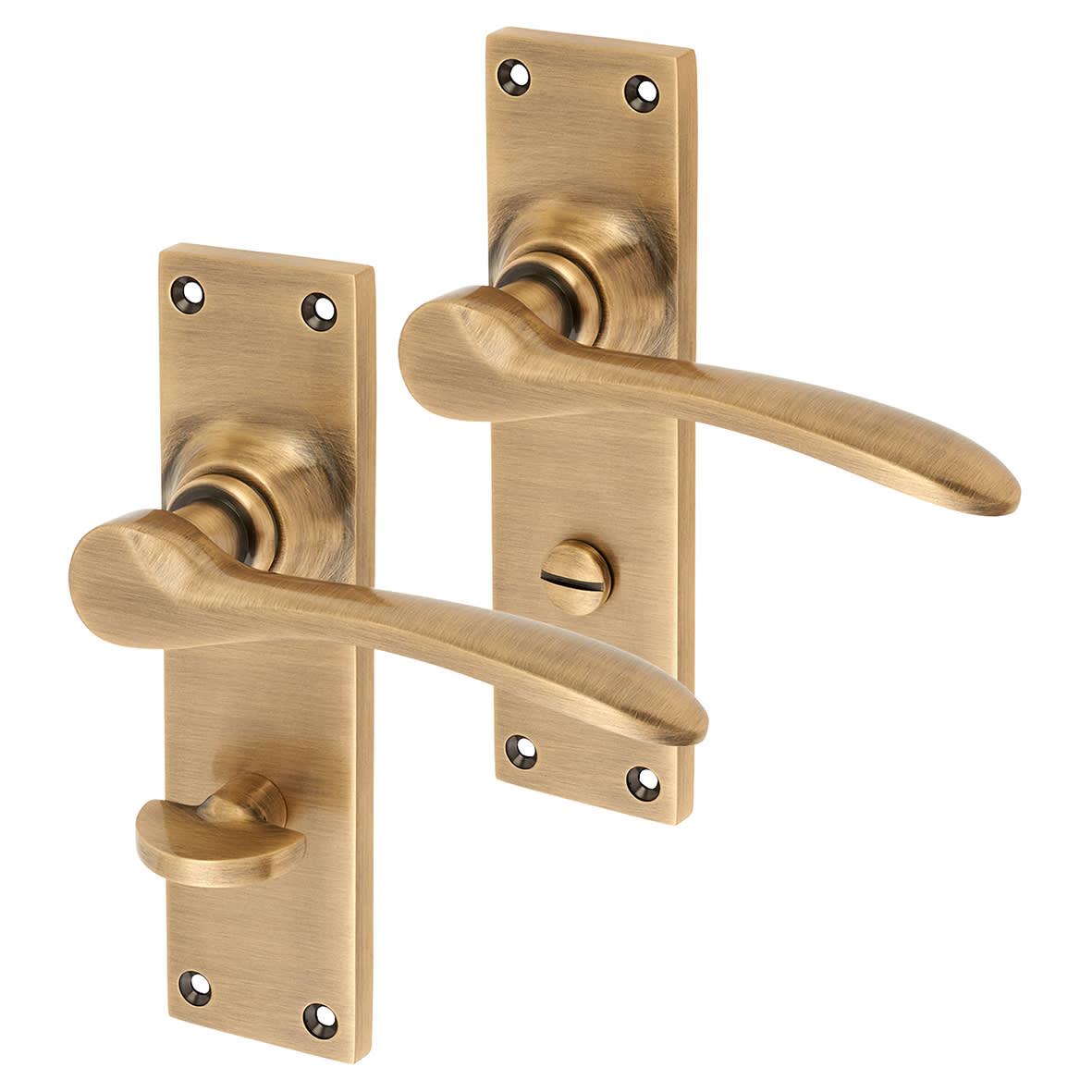 Antique Brass Bathroom Door Handles - Buckingham Range - 152 x 41mm