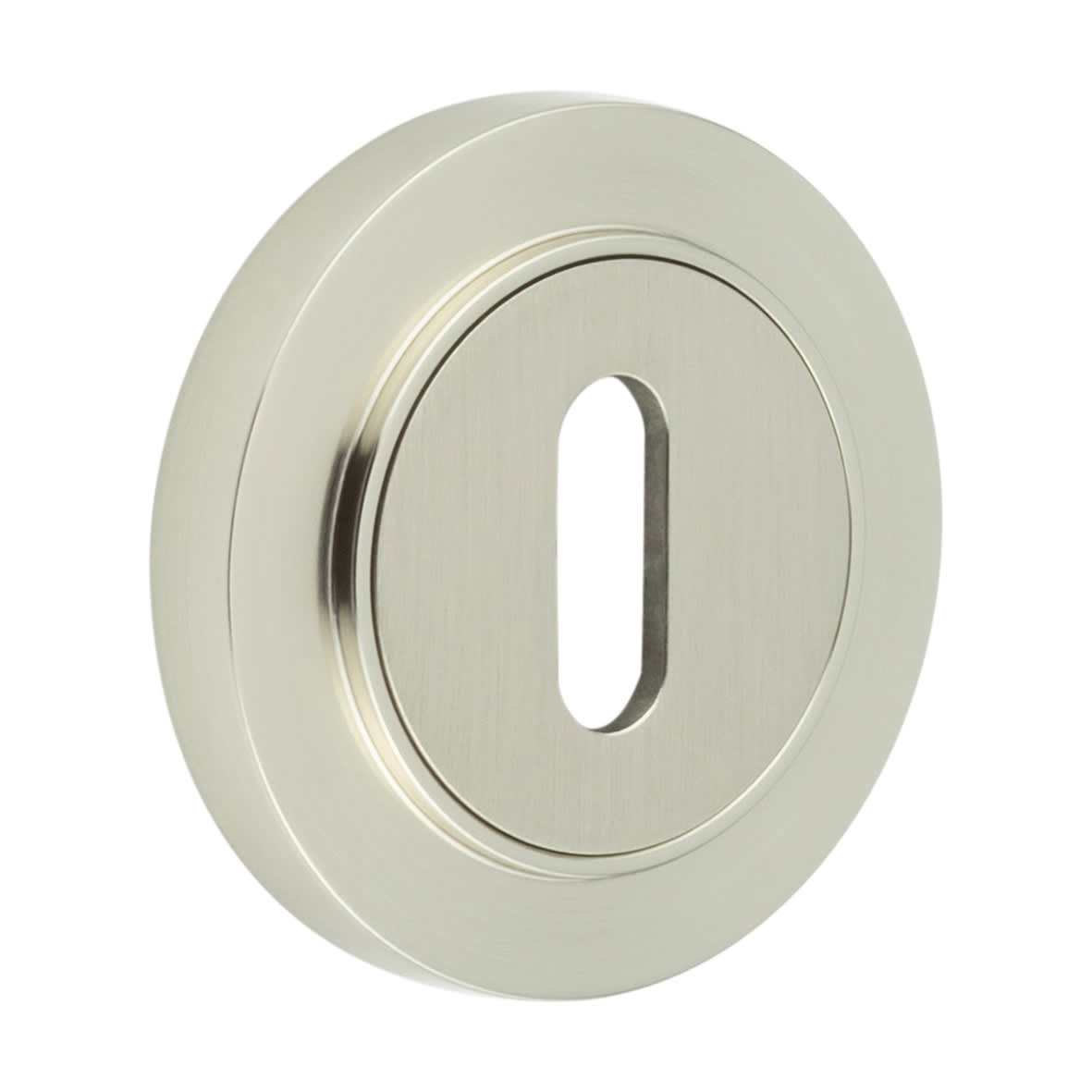 Escutcheon on Plain Rose - 53mm Diameter - Keyhole - Satin Nickel