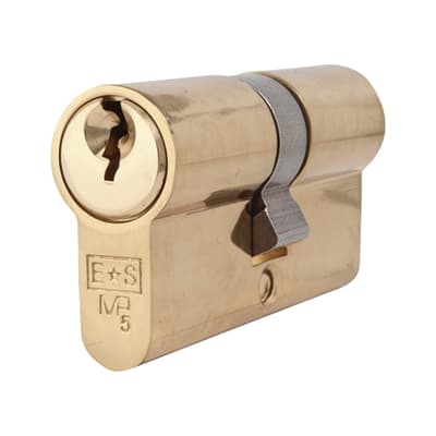 5 Pin 60mm Euro Double Cylinder - 30 + 30mm - Polished Brass - Keyed Alike