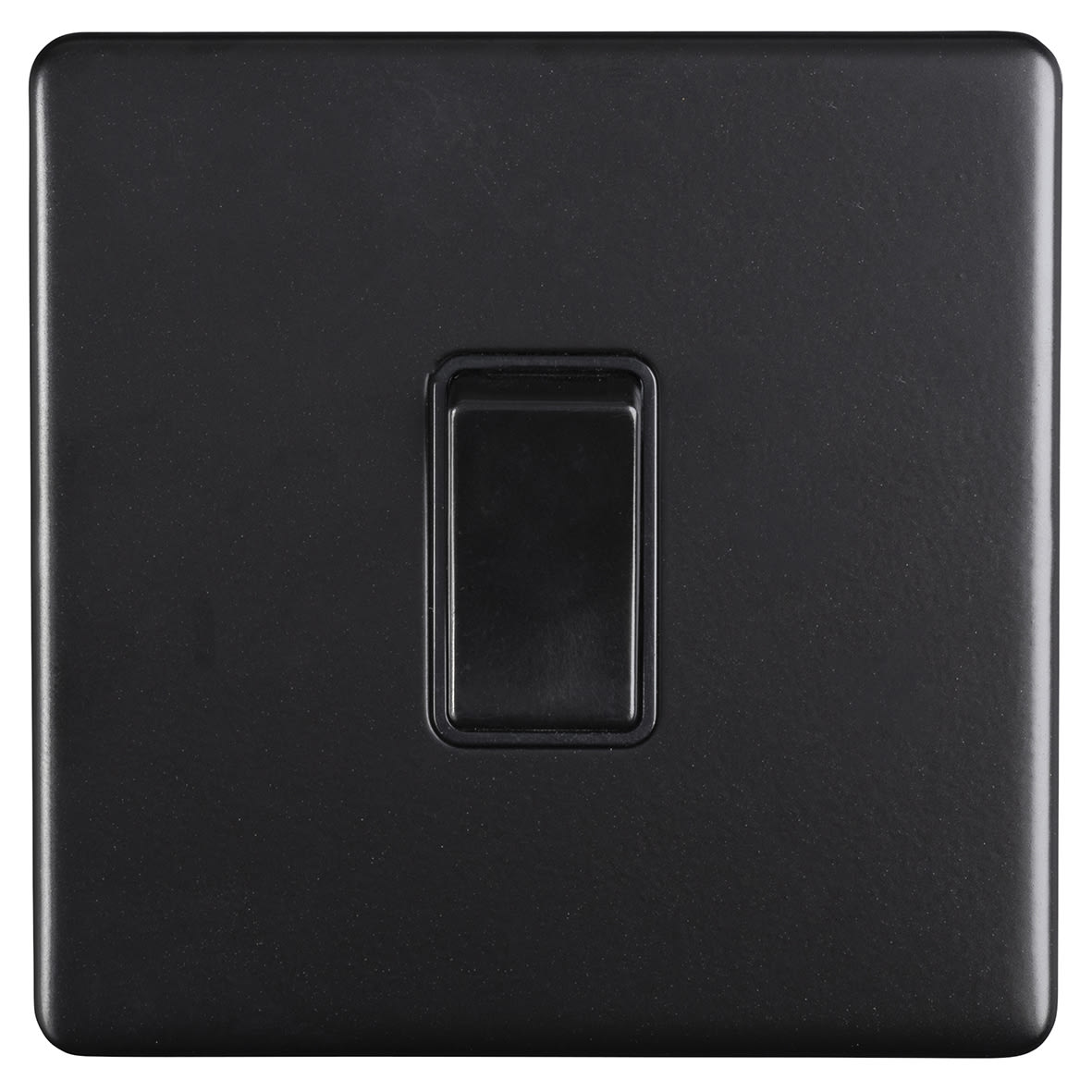 Concealed 10A 1 Gang 2 Way Screwless Flat Plate Light Switch - Matt Black/Black