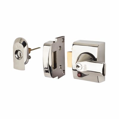 BS 3621:2007 Nightlatch - 40mm Backset - Polished Chrome Case/Cylinder