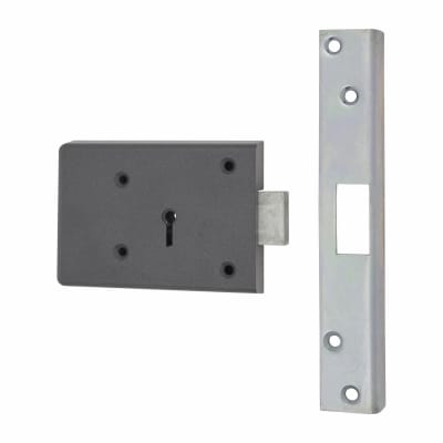 Fire Brigade FB1 Rim Deadlock - 110mm Case - 45mm Backset - Left Hand - Silver