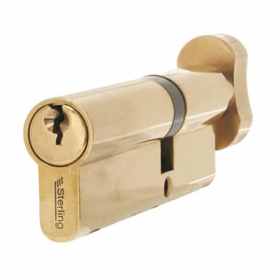 5 Pin 100mm Euro Thumbturn Cylinder - 40mm Turn + 60mm - Pol Brass - Keyed to Differ