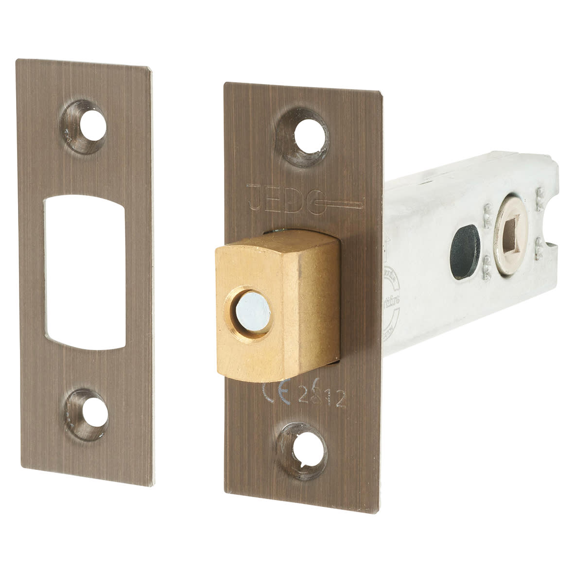 5mm Heavy Duty Bolt Through Tubular Bathroom Deadbolt - 76mm Case - 57mm Backset - Square - Ant Brass