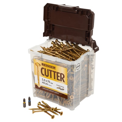 Cutter Pozi Countersunk Wood Screws Tub - 5.0 x 70mm - Yellow Zinc - Pack of 450