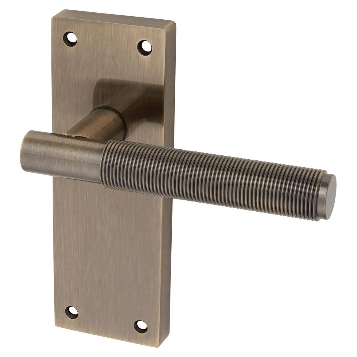 Antique Brass Reeded Latch Door Handles - Lily Range - 155 x 55mm