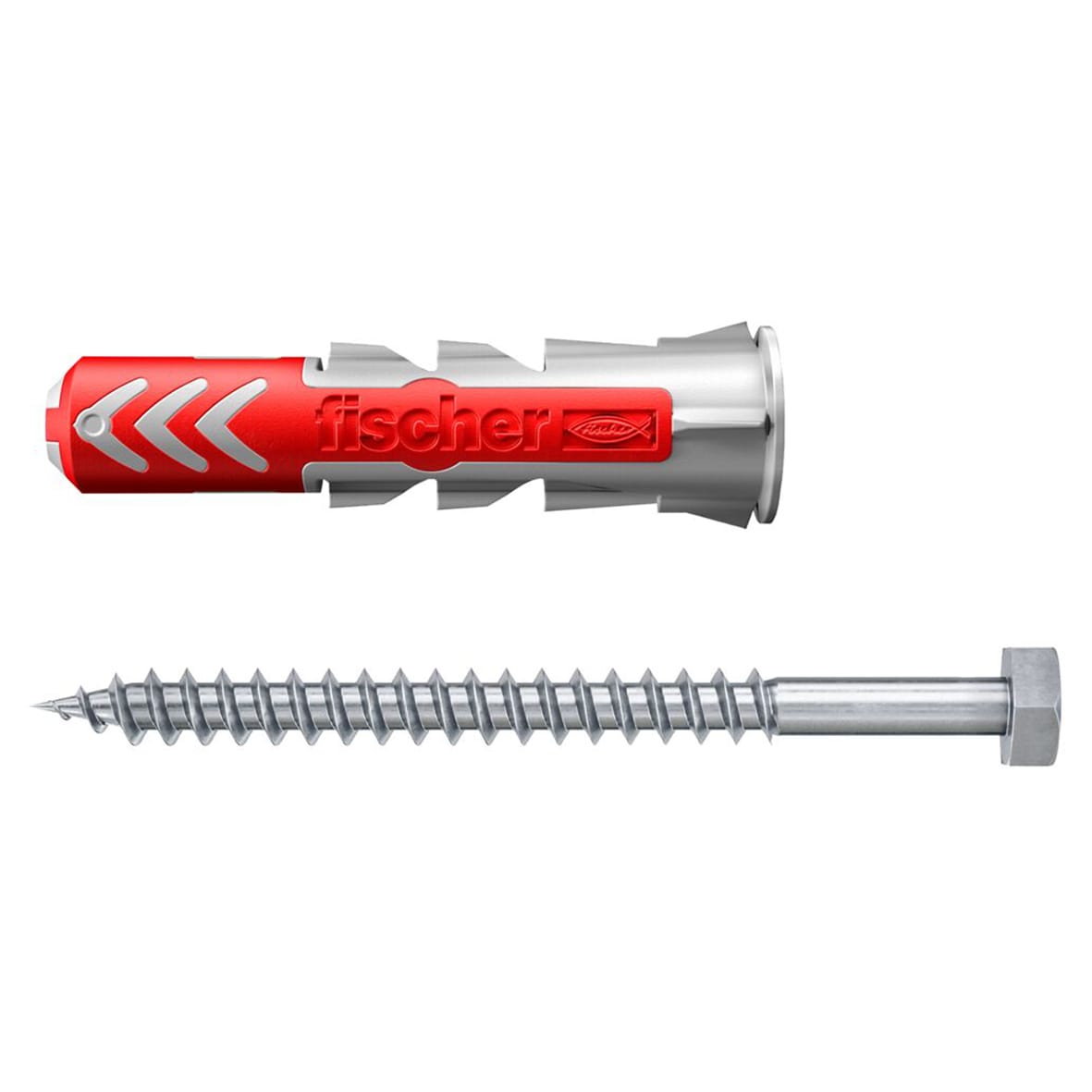 DuoPower Nylon Wall Plug with Screws - 6 x 30mm - Red & Grey - Pack of 50