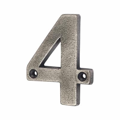 78mm Screw Fix Door Numeral - 4 - Pewter
