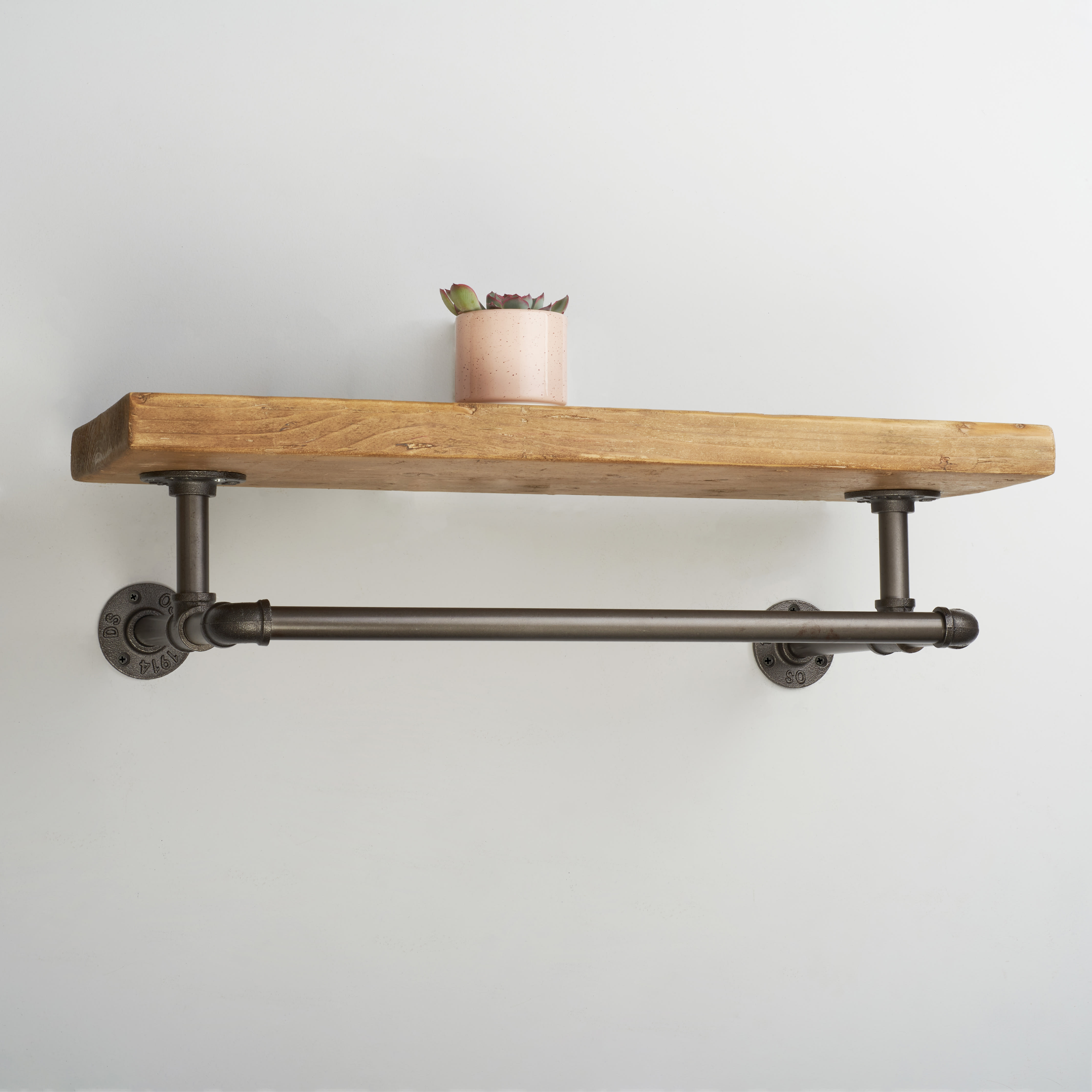 3/4" Pipe Shelf Kit with Forwards Facing Hanging Rail - Grey