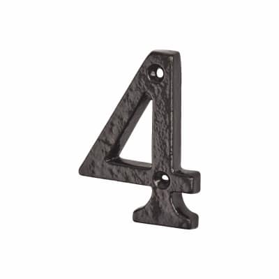 76mm Screw Fix Door Numeral - 4 - Metalized Antique Black Iron