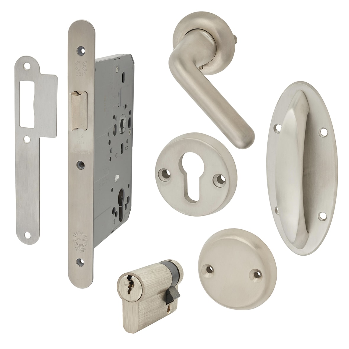 Anti-Ligature Auto Locking Lever Doorset for Medical & Safe Rooms - 54mm Thick Doors
