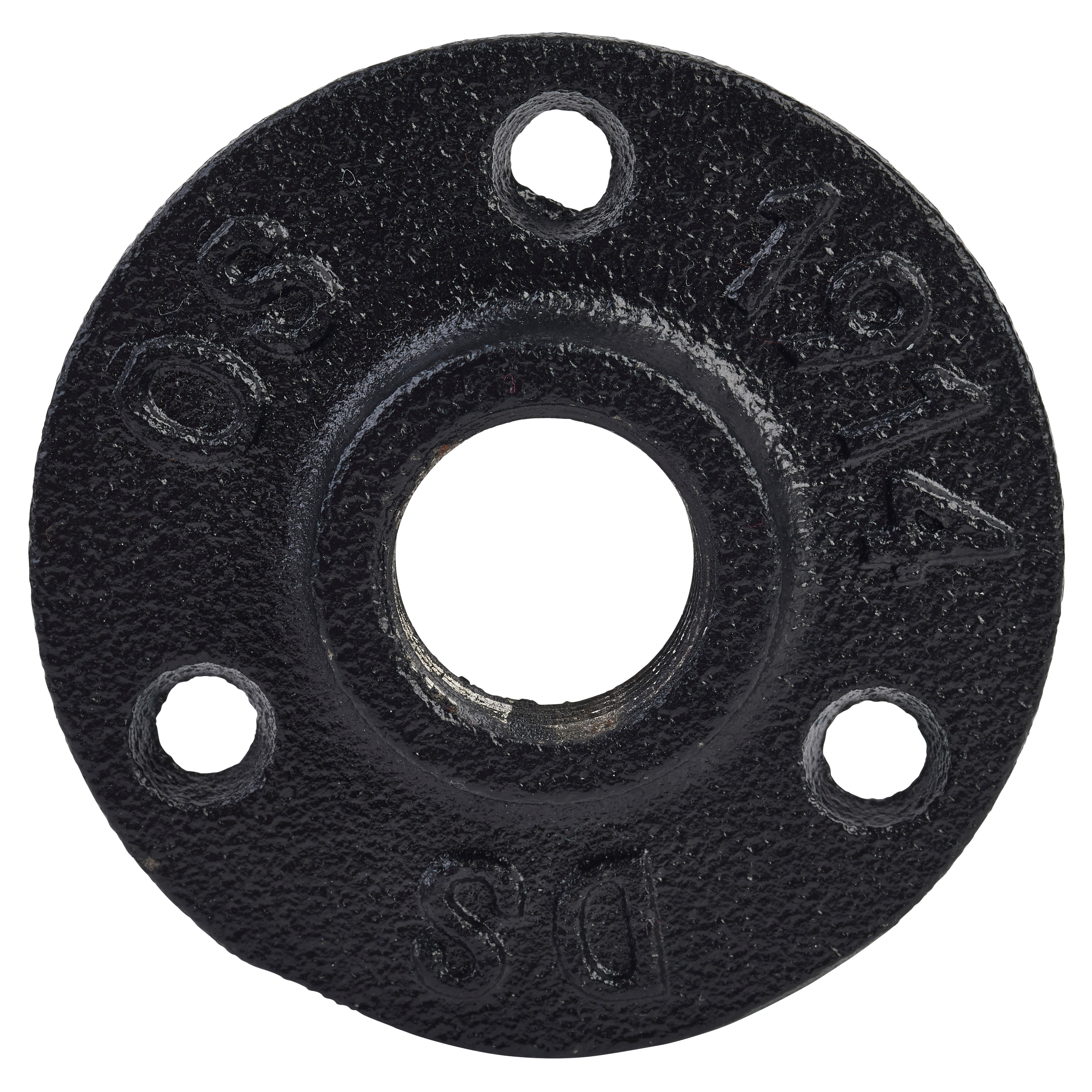 3/4" Pipe Shelving Iron Floor/Wall Fixing Flange - 65mm Diameter - Black