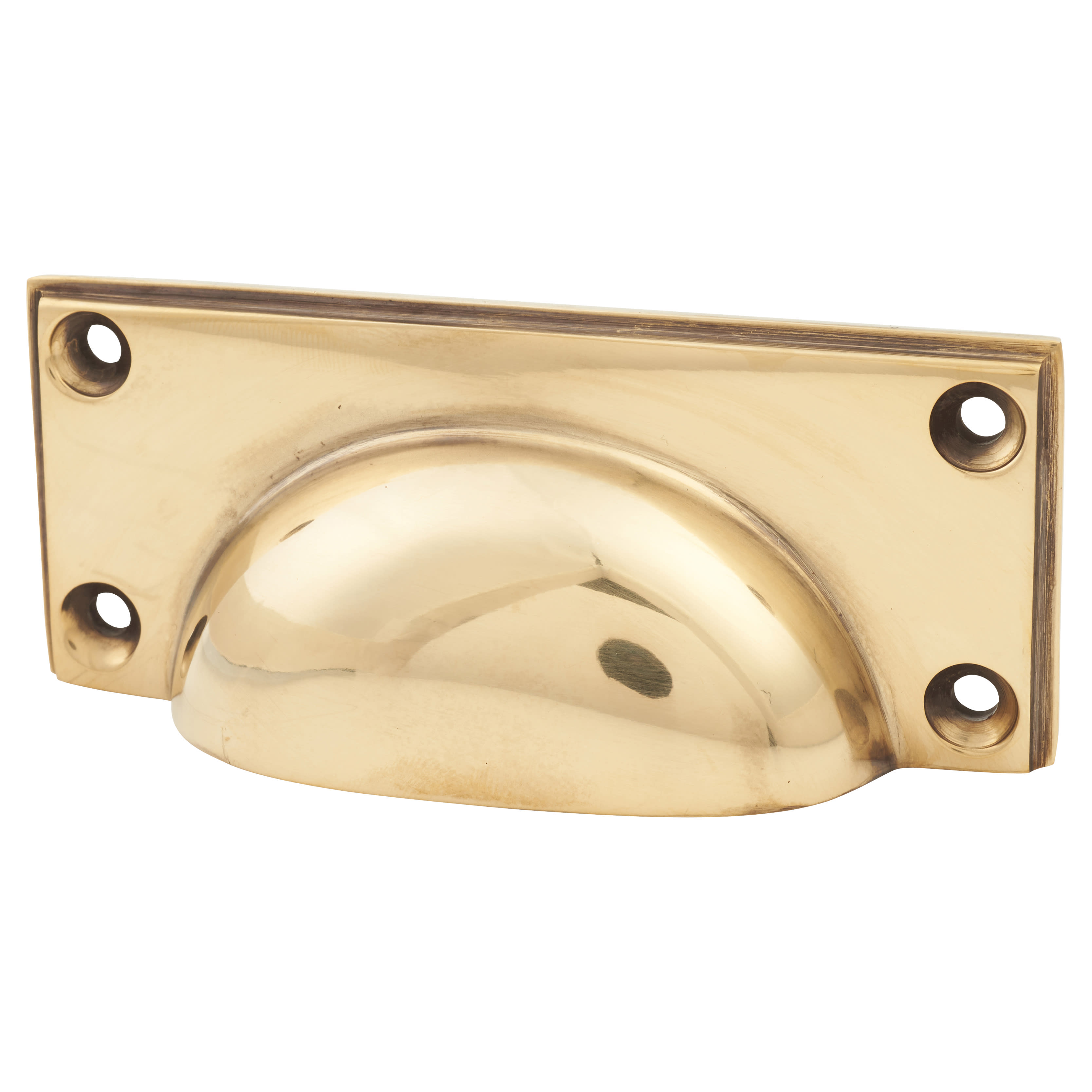 Art Deco Cabinet Cup Handle - 84mm Centres - Antique Brass