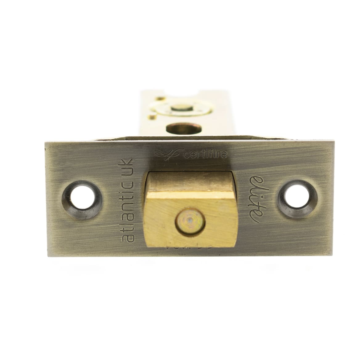 Fire-Rated Bolt Through Tubular Bathroom Deadbolt - 78mm Case - 57mm Backset - Square - Ant Brass