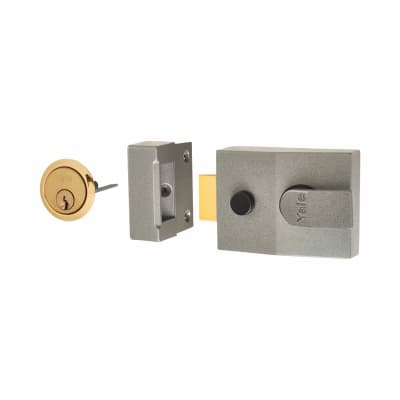 89 Double Locking Nightlatch - 60mm Backset - Grey Case/Polished Brass Cylinder